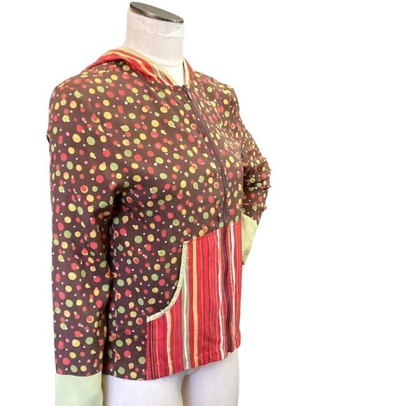 VTG Anne Carson Silk Hooded Full Zip Jacket Top Mixed Print Sz S #36Q - Picture 3 of 8